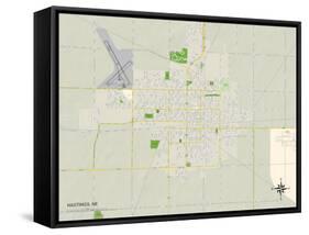 Political Map of Hastings, NE-null-Framed Stretched Canvas