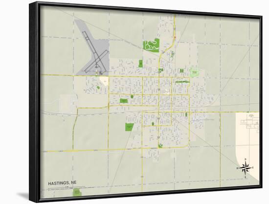 Political Map of Hastings, NE-null-Framed Art Print