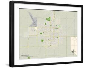 Political Map of Hastings, NE-null-Framed Art Print