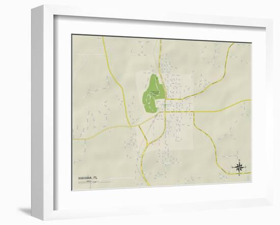 Political Map of Havana, FL-null-Framed Art Print