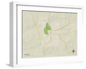 Political Map of Havana, FL-null-Framed Art Print