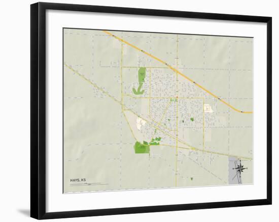 Political Map of Hays, KS-null-Framed Art Print