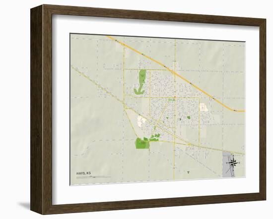 Political Map of Hays, KS-null-Framed Art Print