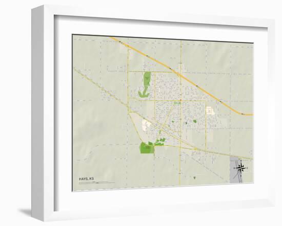 Political Map of Hays, KS-null-Framed Art Print