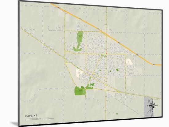 Political Map of Hays, KS-null-Mounted Art Print