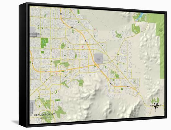 Political Map of Henderson, NV-null-Framed Stretched Canvas