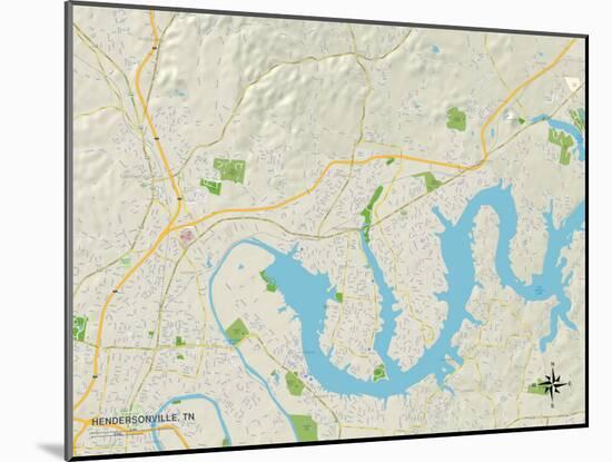 Political Map of Hendersonville, TN-null-Mounted Art Print