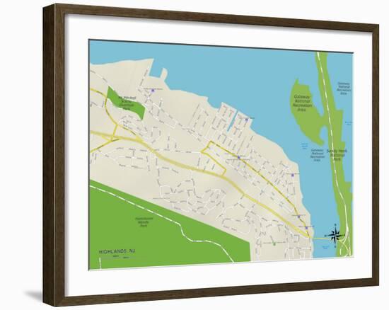 Political Map of Highlands, NJ-null-Framed Art Print