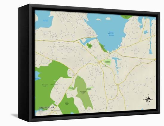Political Map of Hingham, MA-null-Framed Stretched Canvas