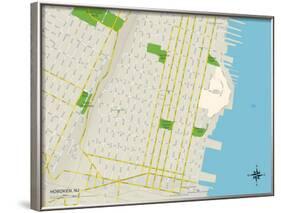 Political Map of Hoboken, NJ-null-Framed Art Print