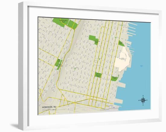Political Map of Hoboken, NJ-null-Framed Art Print