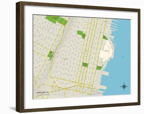 Political Map of Hoboken, NJ-null-Framed Art Print