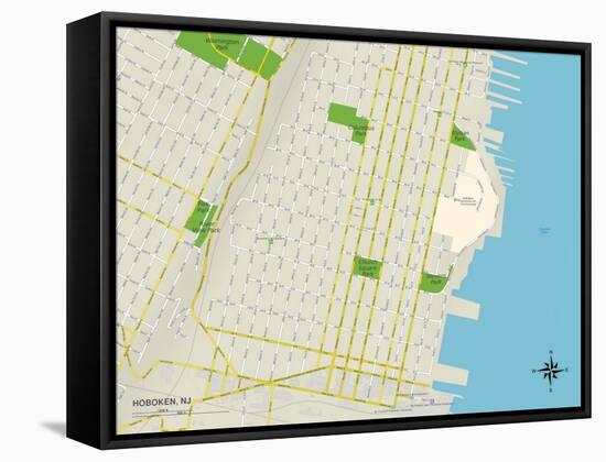 Political Map of Hoboken, NJ-null-Framed Stretched Canvas