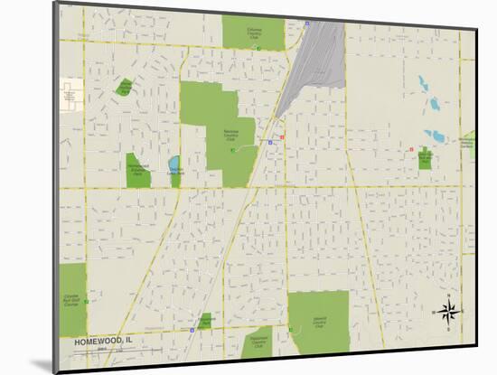 Political Map of Homewood, IL-null-Mounted Art Print