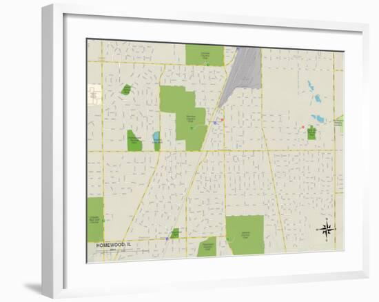 Political Map of Homewood, IL-null-Framed Art Print