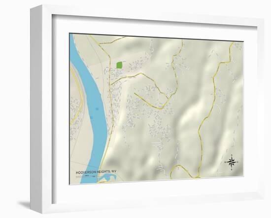 Political Map of Hooverson Heights, WV-null-Framed Art Print