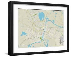 Political Map of Houma, LA-null-Framed Art Print