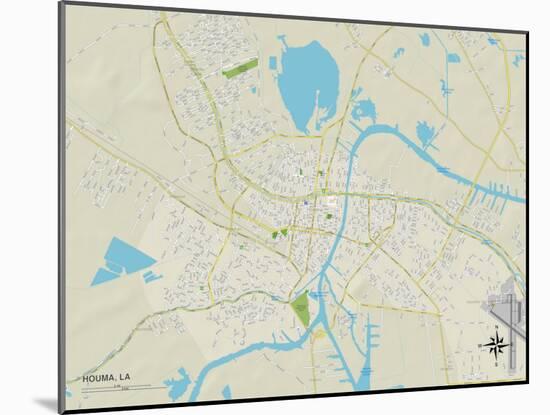 Political Map of Houma, LA-null-Mounted Art Print