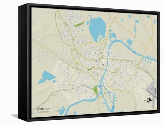 Political Map of Houma, LA-null-Framed Stretched Canvas