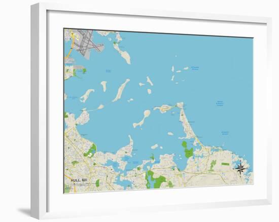 Political Map of Hull, MA-null-Framed Art Print