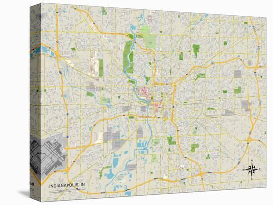 Political Map of Indianapolis, IN-null-Stretched Canvas