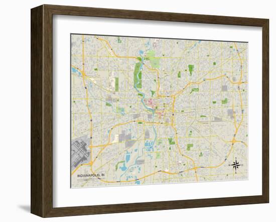 Political Map of Indianapolis, IN-null-Framed Art Print