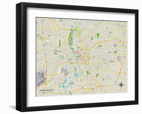 Political Map of Indianapolis, IN-null-Framed Art Print