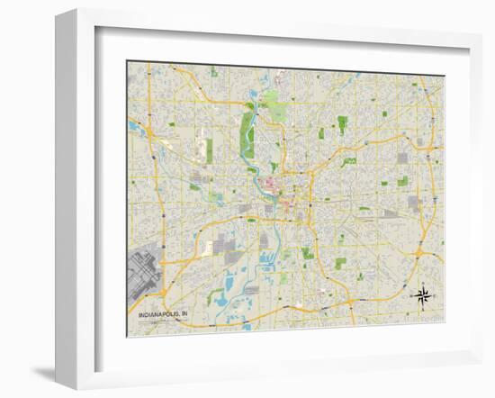 Political Map of Indianapolis, IN-null-Framed Art Print