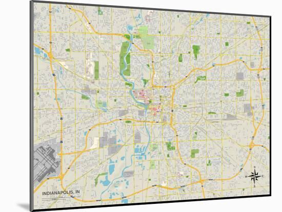 Political Map of Indianapolis, IN-null-Mounted Art Print