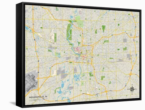 Political Map of Indianapolis, IN-null-Framed Stretched Canvas