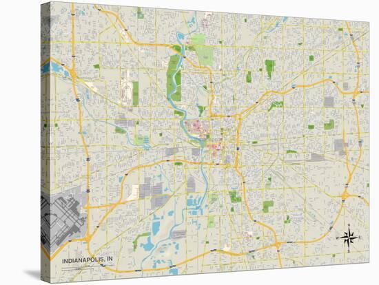 Political Map of Indianapolis, IN-null-Stretched Canvas