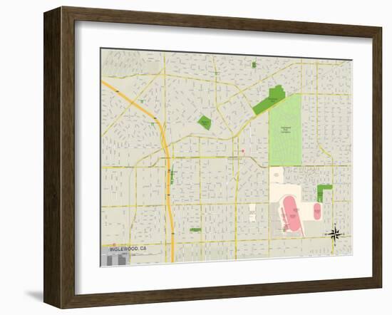 Political Map of Inglewood, CA-null-Framed Art Print