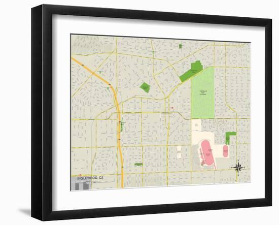 Political Map of Inglewood, CA-null-Framed Art Print