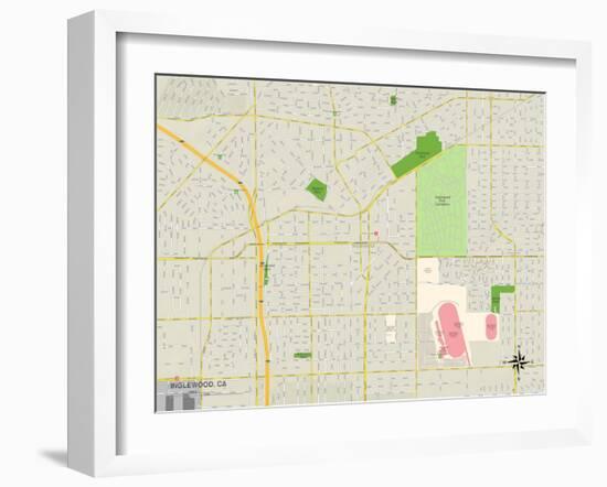 Political Map of Inglewood, CA-null-Framed Art Print