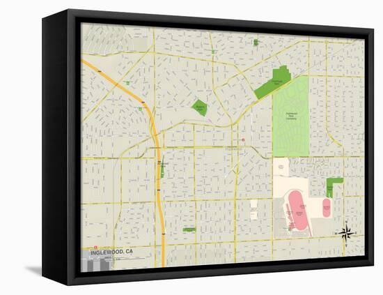 Political Map of Inglewood, CA-null-Framed Stretched Canvas