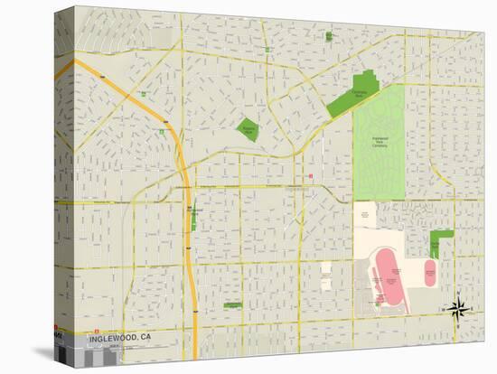 Political Map of Inglewood, CA-null-Stretched Canvas