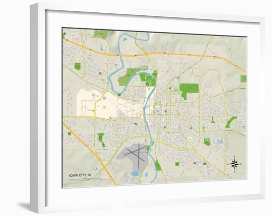 Political Map of Iowa City, IA-null-Framed Art Print