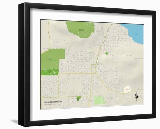 Political Map of Iron Mountain, MI-null-Framed Art Print