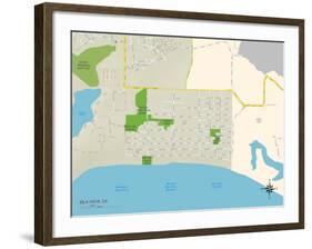Political Map of Isla Vista, CA-null-Framed Art Print