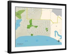 Political Map of Isla Vista, CA-null-Framed Art Print