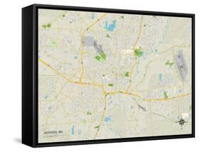 Political Map of Jackson, MS-null-Framed Stretched Canvas