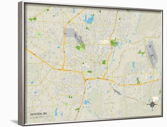 Political Map of Jackson, MS-null-Framed Art Print