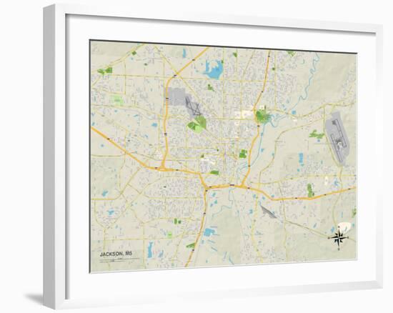 Political Map of Jackson, MS-null-Framed Art Print