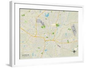 Political Map of Jackson, MS-null-Framed Art Print