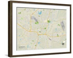 Political Map of Jackson, MS-null-Framed Art Print