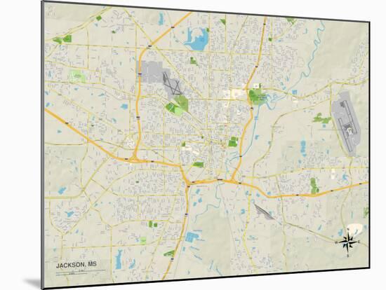 Political Map of Jackson, MS-null-Mounted Art Print