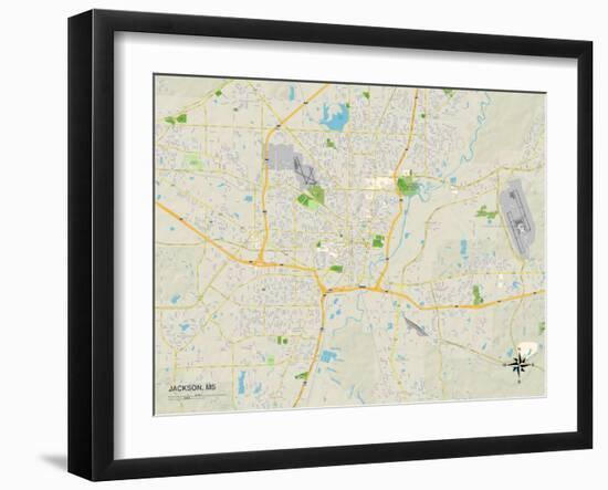 Political Map of Jackson, MS-null-Framed Art Print