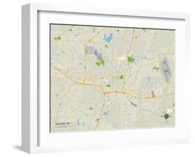 Political Map of Jackson, MS-null-Framed Art Print