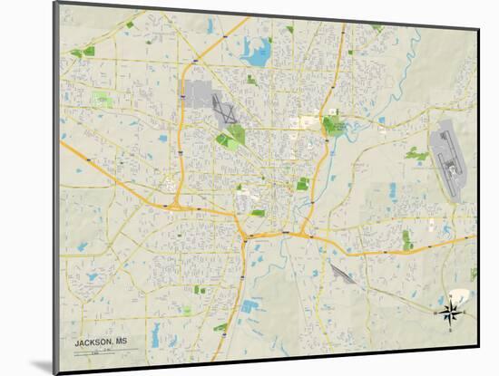 Political Map of Jackson, MS-null-Mounted Art Print