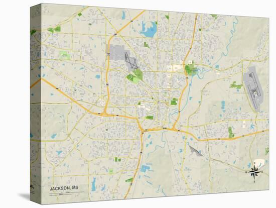 Political Map of Jackson, MS-null-Stretched Canvas